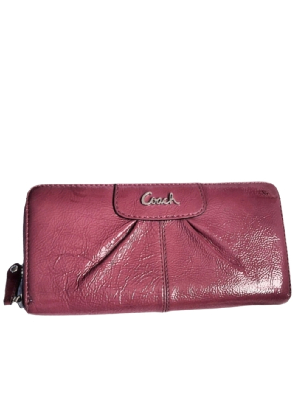 💗 Y2K Coach Ashley Ginger Beet Mauve Large Pleated Leather Accordion Zip Wallet
